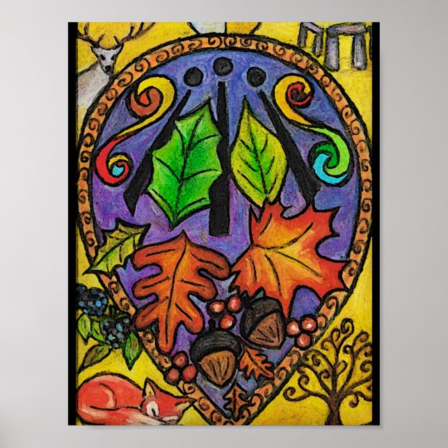 Hösten Equinox / Mabon / Alban Elged / Awen art Poster (Framsidan)