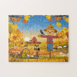Hösten Fågelskrämma Jigszle Puzzle Pussel