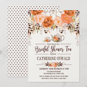 Hösten Fall Blommigt Boho Möhippa Tea Party Inbjud Inbjudningar