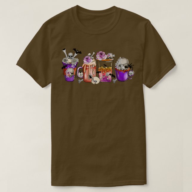 Hösten Fall Coffee Latte Kopp Horrors & Ghost Hall T Shirt (Design framsida)