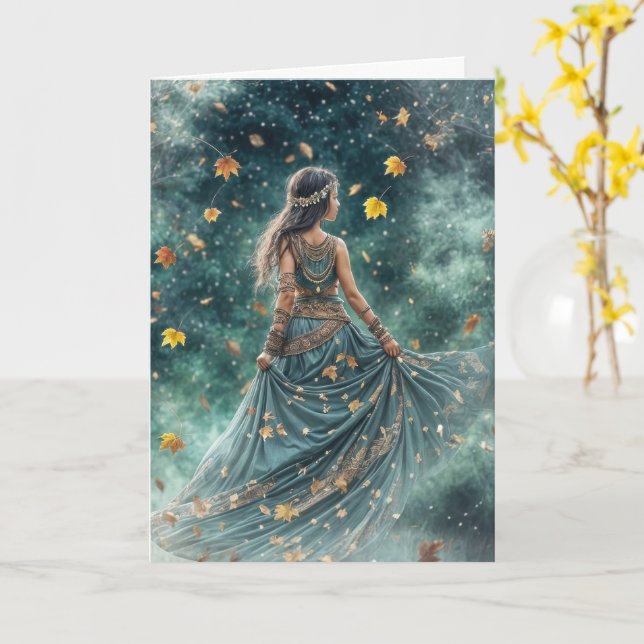 Hösten Fall Equinox Bohemian Inspired Child Kort (Gul blomma)