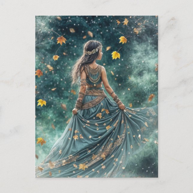 Hösten Fall Equinox Boho Child and Löv Helg Vykort (Framsida)