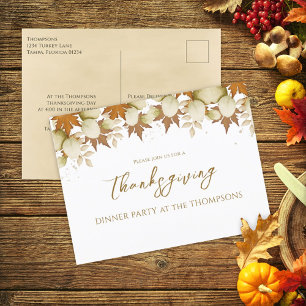 Hösten Fall Foliage Elegant Greenery Thanksgiving Vykort