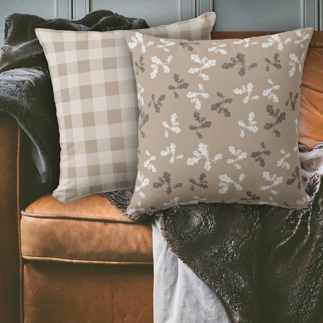 Hösten Fall Foliage Löv Brown Pset Mönster Kudde (Autumn Fall Foliage Leaves Brown Plaid Pattern Throw Pillow)