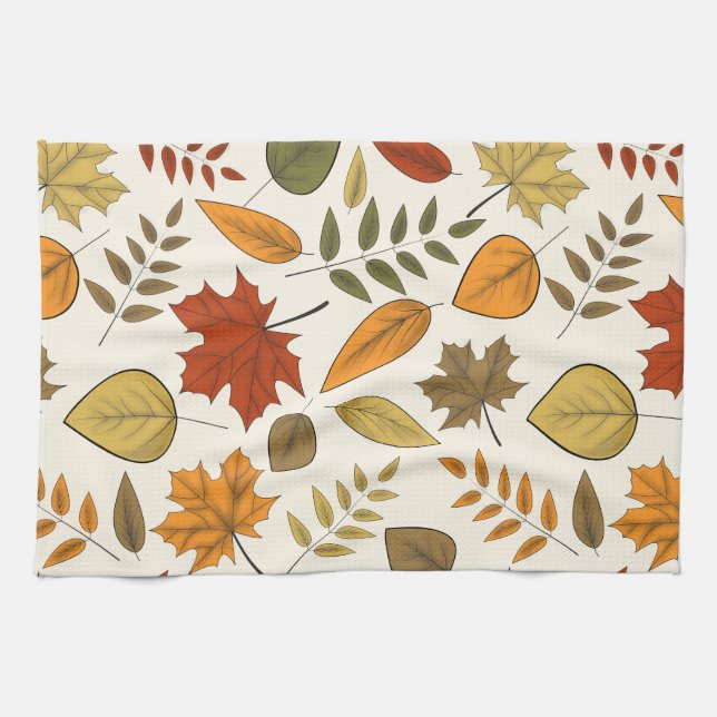 Hösten Fall Foliage Thanksgiving Kitchen Towel Kökshandduk (Horisontell)