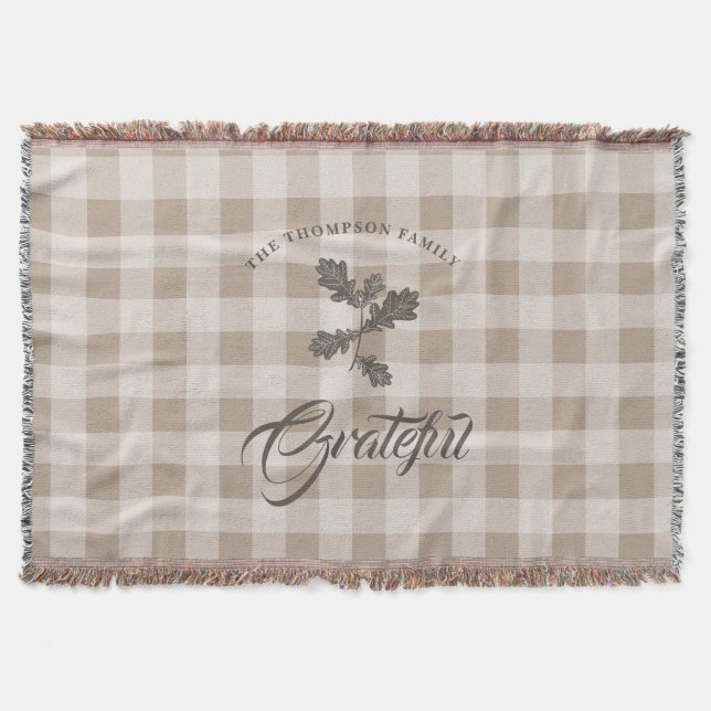 Hösten Fall Gratitude Foliage Taupe Play Filt (Framsidan)