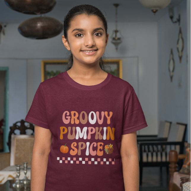 Hösten - Fall-Groovy Pumpkin Spice Design T Shirt (Skapare uppladdad)