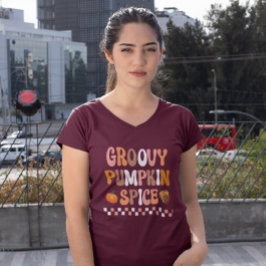 Hösten - Fall-Groovy Pumpkin Spice Design T Shirt