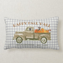 Hösten Fall Hundar och Pumpkins i gamla Pickupare Lumbarkudde