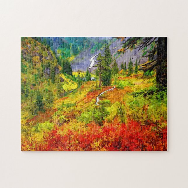 Hösten Fall Ligcape Scenery Nature Jigszle Puzzle Pussel (Horisontell)