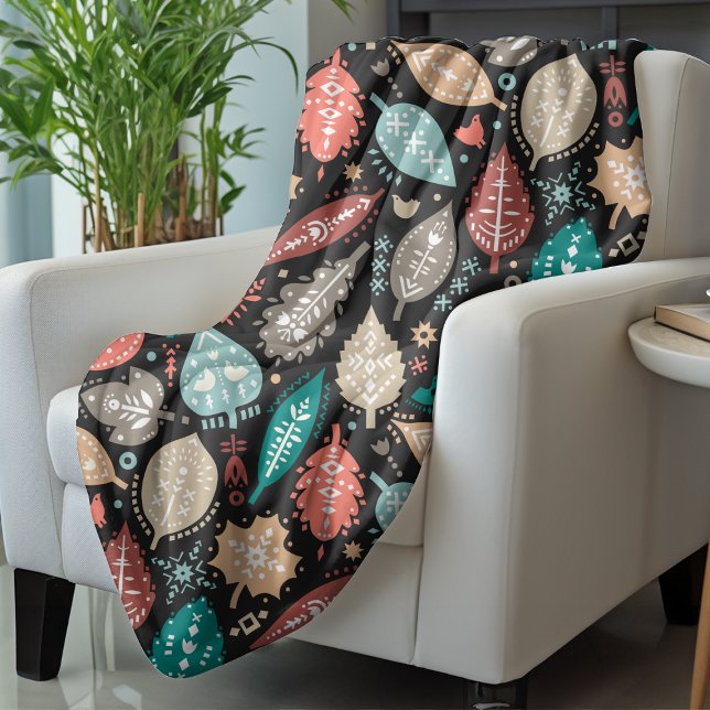 Hösten Fall Löv Mönster Fleecefilt (Autumn Fall Leaf Pattern Fleece Blanket from Ricaso. A stunning pattern of leaves on a cosy throw)