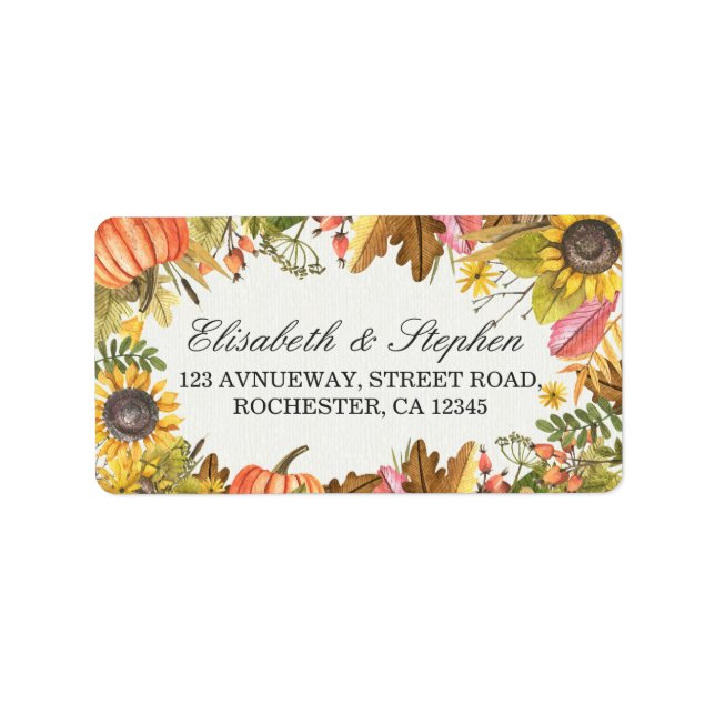 Hösten Fall Maple Löv Pumpkin Bröllop Adress Adressetikett (Framsidan)