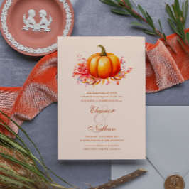 Hösten Fall Pumpkin Botanical Bröllop Inbjudningar