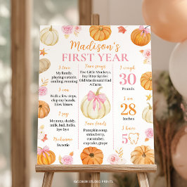 Hösten Fall Pumpkin Girl 1:a födelsedagsmilsten Poster