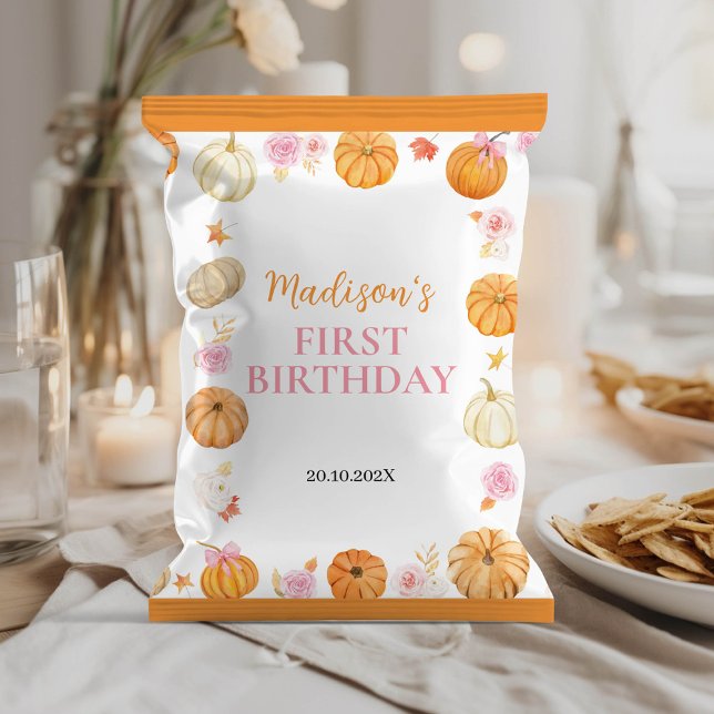 Hösten Fall Pumpkin Girl Birthday Chip Bag Wrapper Reklamblad (Skapare uppladdad)