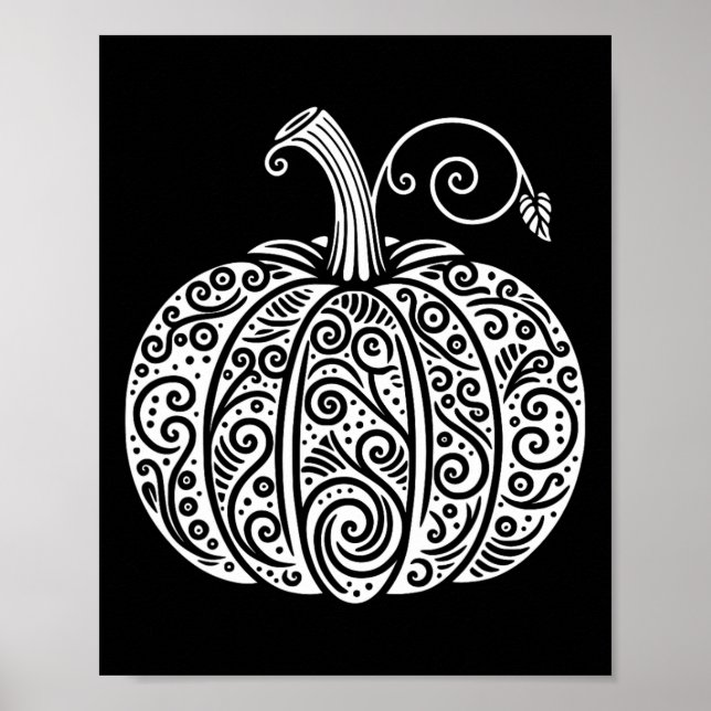 Hösten Fall Pumpkin Shirt Women Cute Thanksgiving Poster (Framsidan)