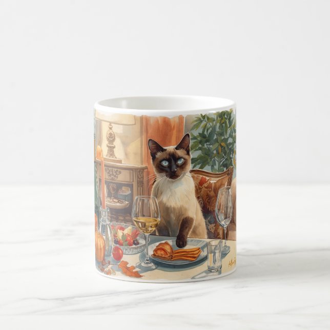 Hösten Fall Siamese Cat middag bord Kaffemugg (Center)