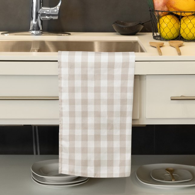 Hösten Fall Tan Buffalo Check Mönster Kökshandduk (Simple tab buffalo check pattern kitchen towel)