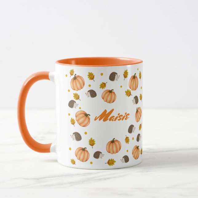 Hösten Fall Thanksgiving Hedgehogs och Pumpkins Mugg (Vänster)