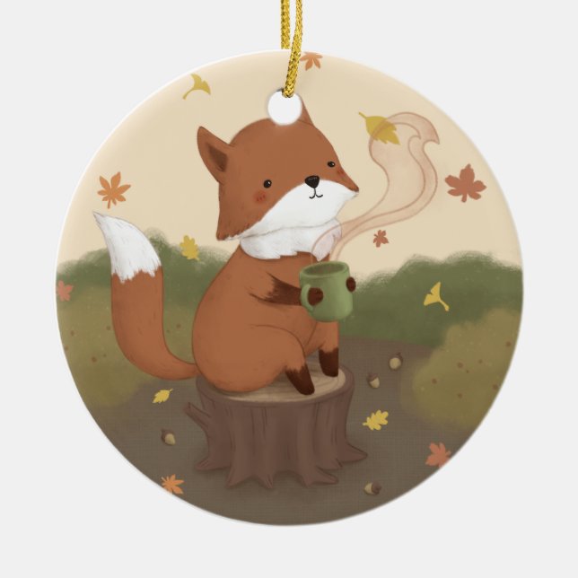 Hösten fantastisk: Fox Julgransprydnad Keramik (Framsidan)