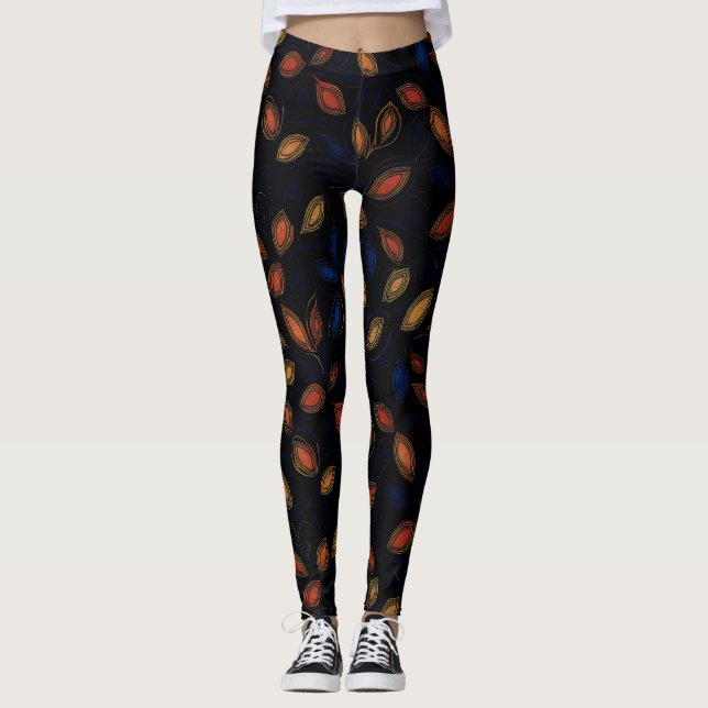 Hösten Färg Abstrakt Mönster Leggings (Framsida)