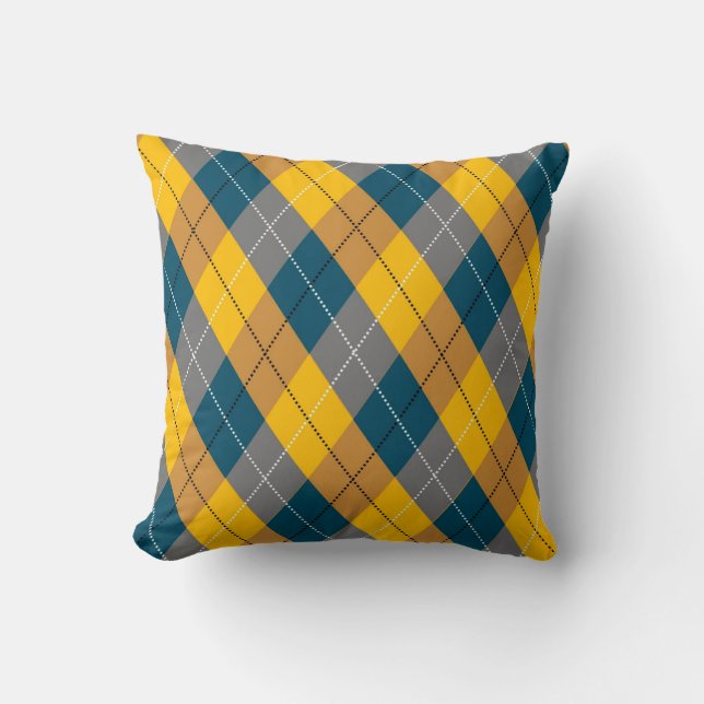 Hösten Färg Argyle Geometric Play Mönster Kudde (Framsida)