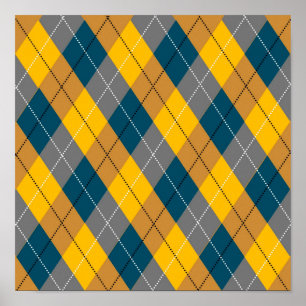 Hösten Färg Argyle Geometric Play Mönster Poster