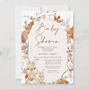 Hösten Färg Foliage Bunny Kitten Baby Shower Inbjudningar