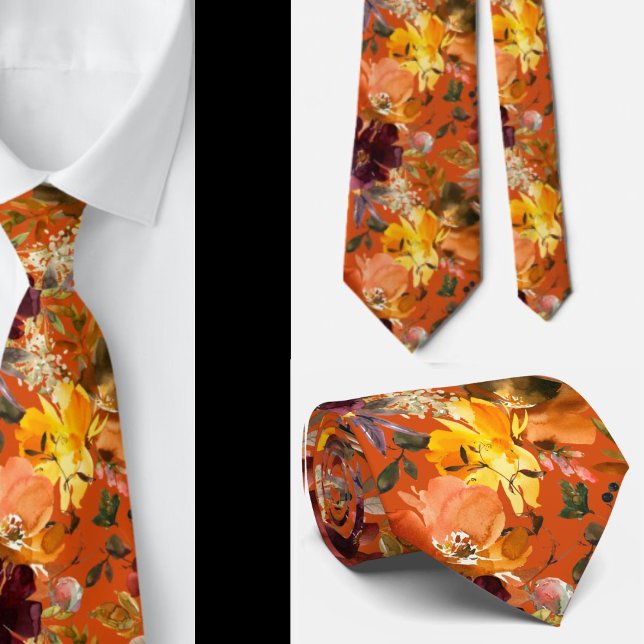 Hösten Färg Gult Peach Ro Blommigt Neck Tie Slips (Skapare uppladdad)