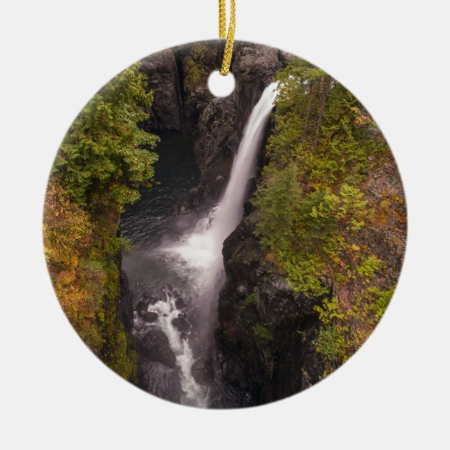 Hösten Färg vid Elk Falls Julgransprydnad Keramik (Framsidan)