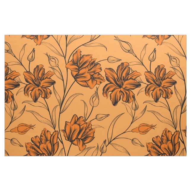 Hösten färg vintage blommor mönster tyg (Yard)