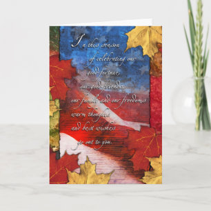 Hösten färgar och den patriotiska thanksgivingen helgkort
