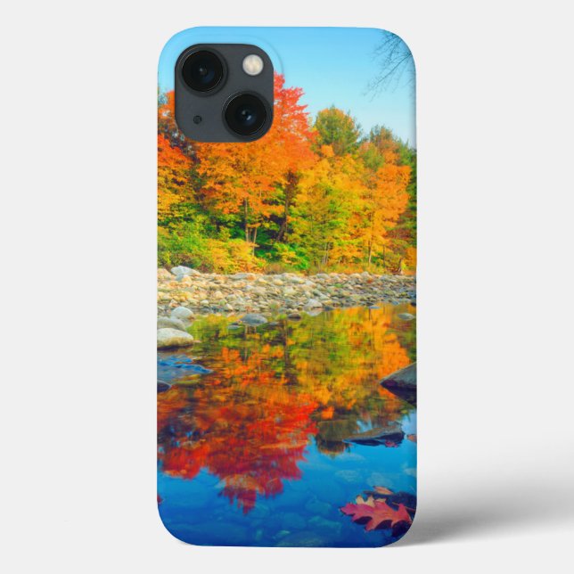 Hösten Färger reflekterar i en ström i Vermont (Baksida)