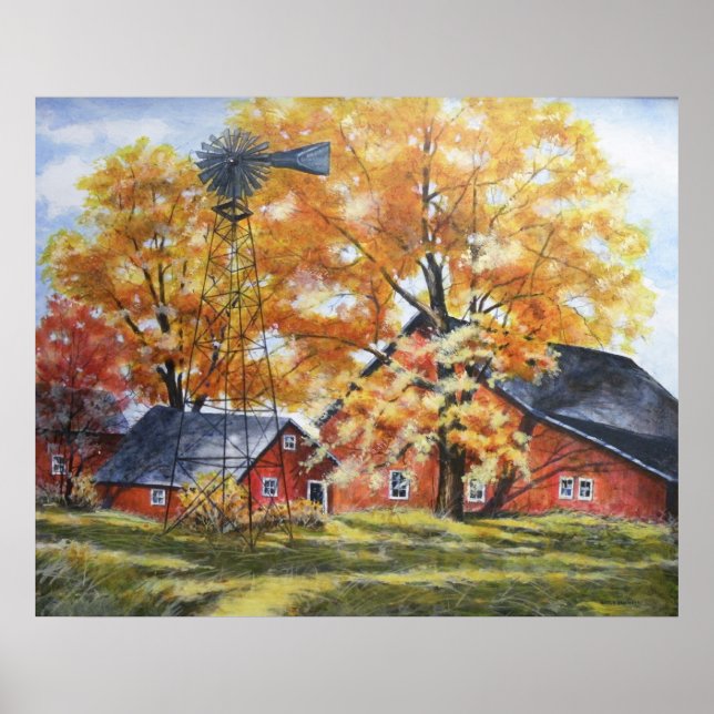 Hösten Farm House Poster (Framsidan)