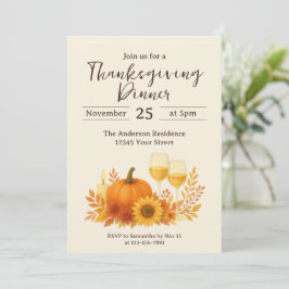 Hösten Firande - Elegant Guld Thanksgiving Inbjudningar