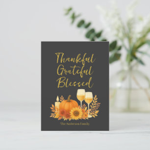 Hösten Firande - Elegant Guld Thanksgiving Vykort