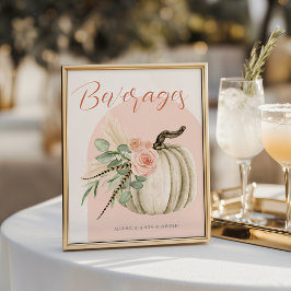 Hösten Firande Pumpkin Rosa Drink Bord-tecken Poster