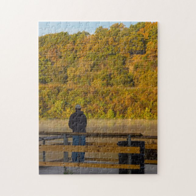 Hösten Fishing Sjö Springfield Jigszle Puzzle Pussel (Vertikal)