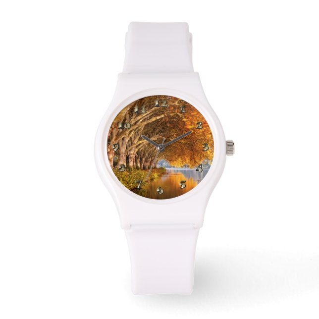 Hösten Flygplan Träd över Sjö Armbandsur (Framsida)