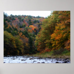Hösten Foliage Along River #2 Nature Poster