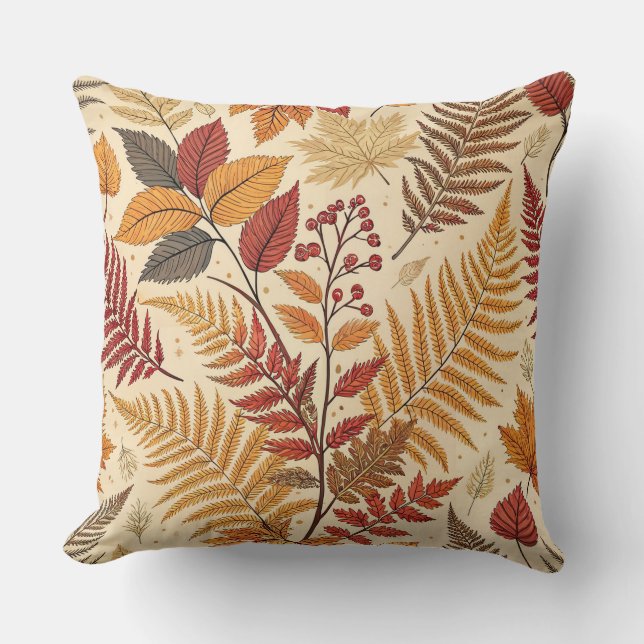 Hösten Foliage and Berries - Warm Earthy Tones Kudde (Framsida)