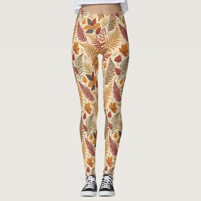 Hösten Foliage and Berries - Warm Earthy Tones Leggings (Framsida)