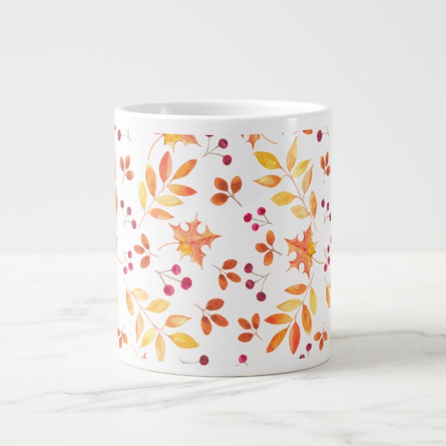Hösten Foliage Watercolor Jumbo Mugg (Framsidan)