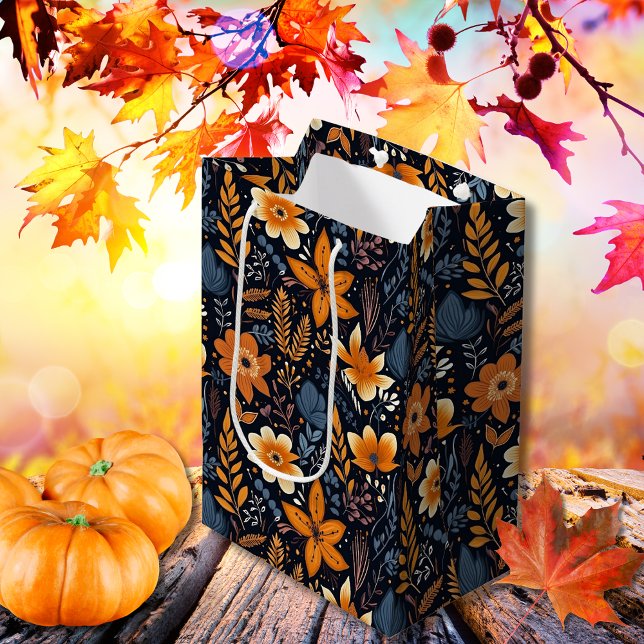 Hösten för minimalistiska Boho Flowers (Minimalist Boho Flowers Autumn Medium Gift Bag)