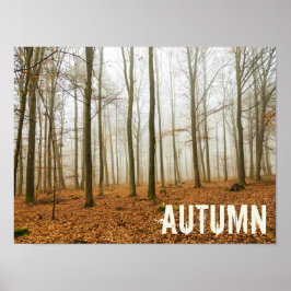 Hösten Forest Mist och Fog Fall Season-gåva Poster
