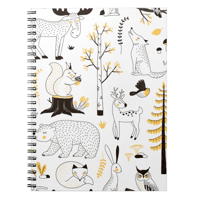 Hösten Forest Träd Löv Mönster Anteckningsbok (Framsidan)
