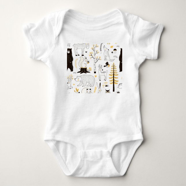 Hösten Forest Träd Löv Mönster T Shirt (Framsida)