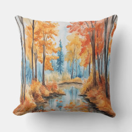Hösten Forest Watercolor Art Kudde