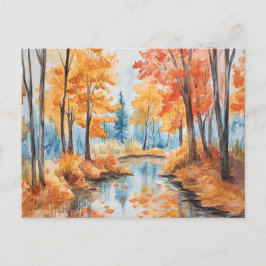 Hösten Forest Watercolor Art Vykort