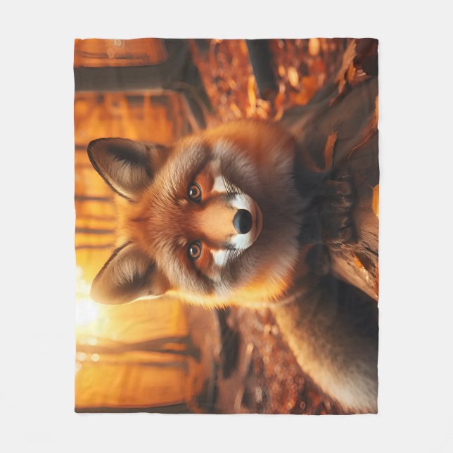 Hösten Fox i Aesthetic & Cute Forest Charm Fleecefilt (Framsidan)